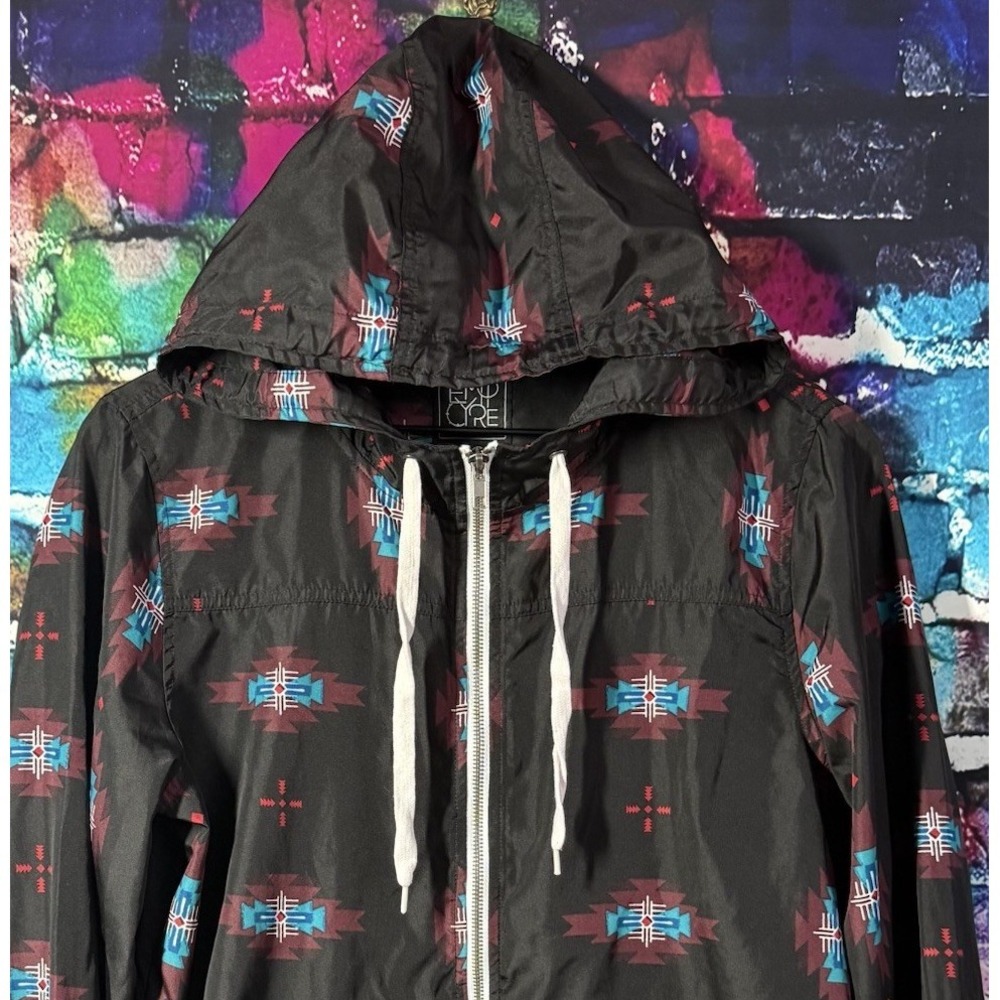 Empyre Windbreaker Aztec Hoodie Womens L Jacket Southwestern Zip Black Hoodie